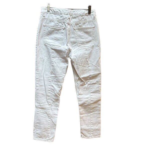 Sandro Mid-Rise Straight Leg Distressed Denim Jeans White Women's Size Medium 8 - Picture 5 of 9